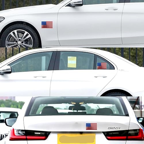 Miniatura 5 de XMUINT - Emblema de metal de la bandera estadounidense, paquete de 2 calcomanías patrióticas militares de 5 pulgadas, parachoques de aleación,