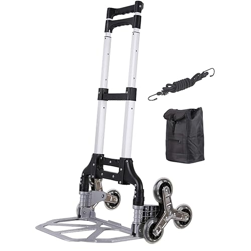 Carrito de compras resistente, carretilla de mano de 165 libras con bolsa de compras de 1.87 libras, carrito plegable de cristal con diseño de 6