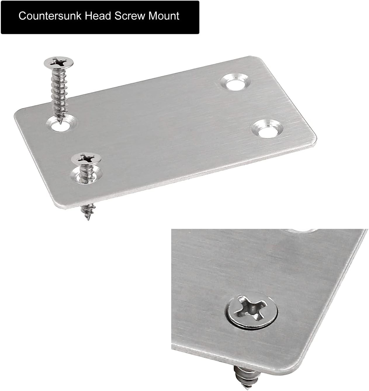 JUZHEN 24 Pack Flat Straight Mending Plates with Screws, 2.4" x 1.5" Stainless Steel Flat Brace, Metal Mounting Bracket Plate Heavy Duty Flat Corner Brace for Wood Shelves Bed Table Furniture Repair