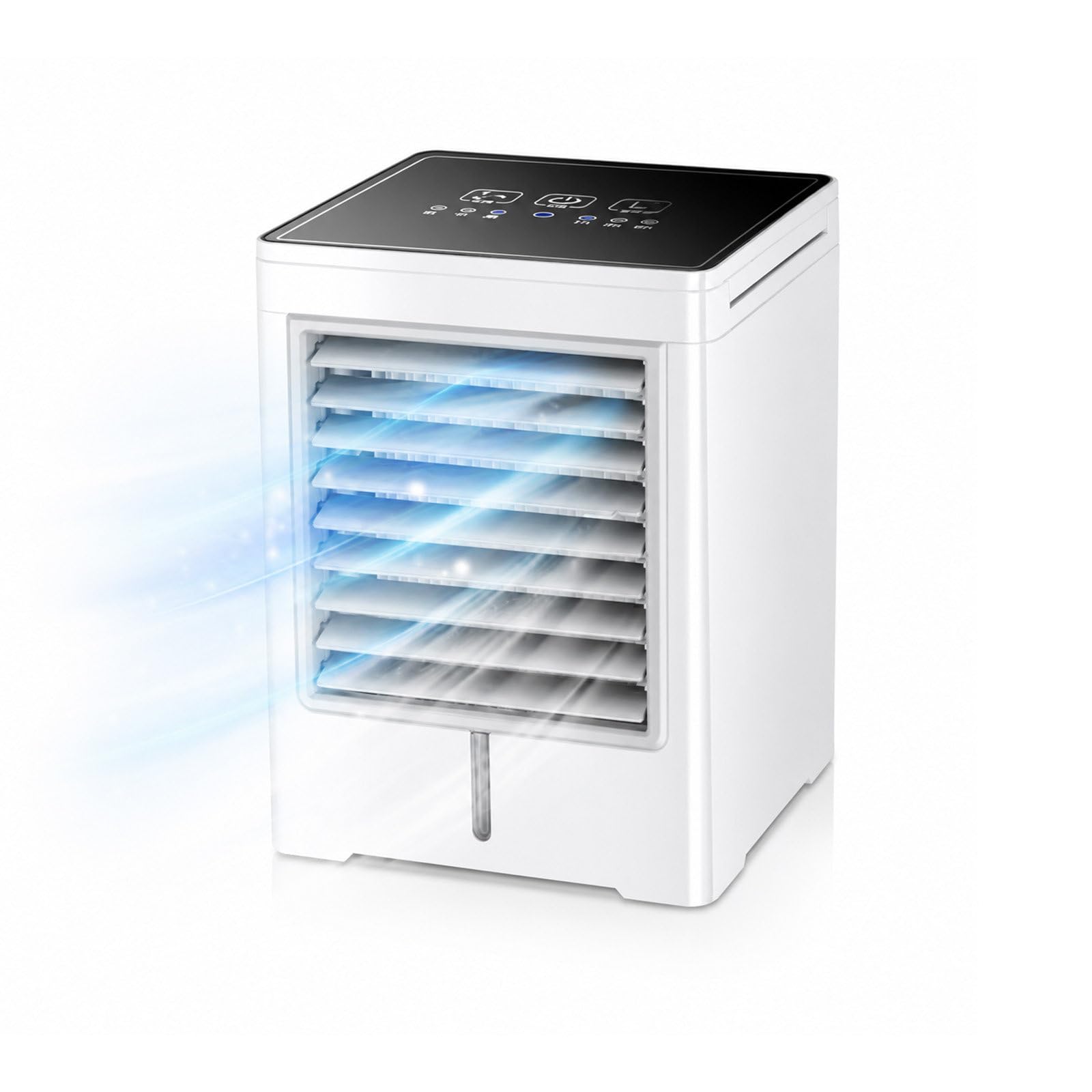 Condizionatore Portatile, Raffrescatore Evaporativo Alimentato Tramite USB, Ventilatore con 3 Timer, Serbatoio 470ml, 3 velocità, Super Silenzioso per Casa e Ufficio
