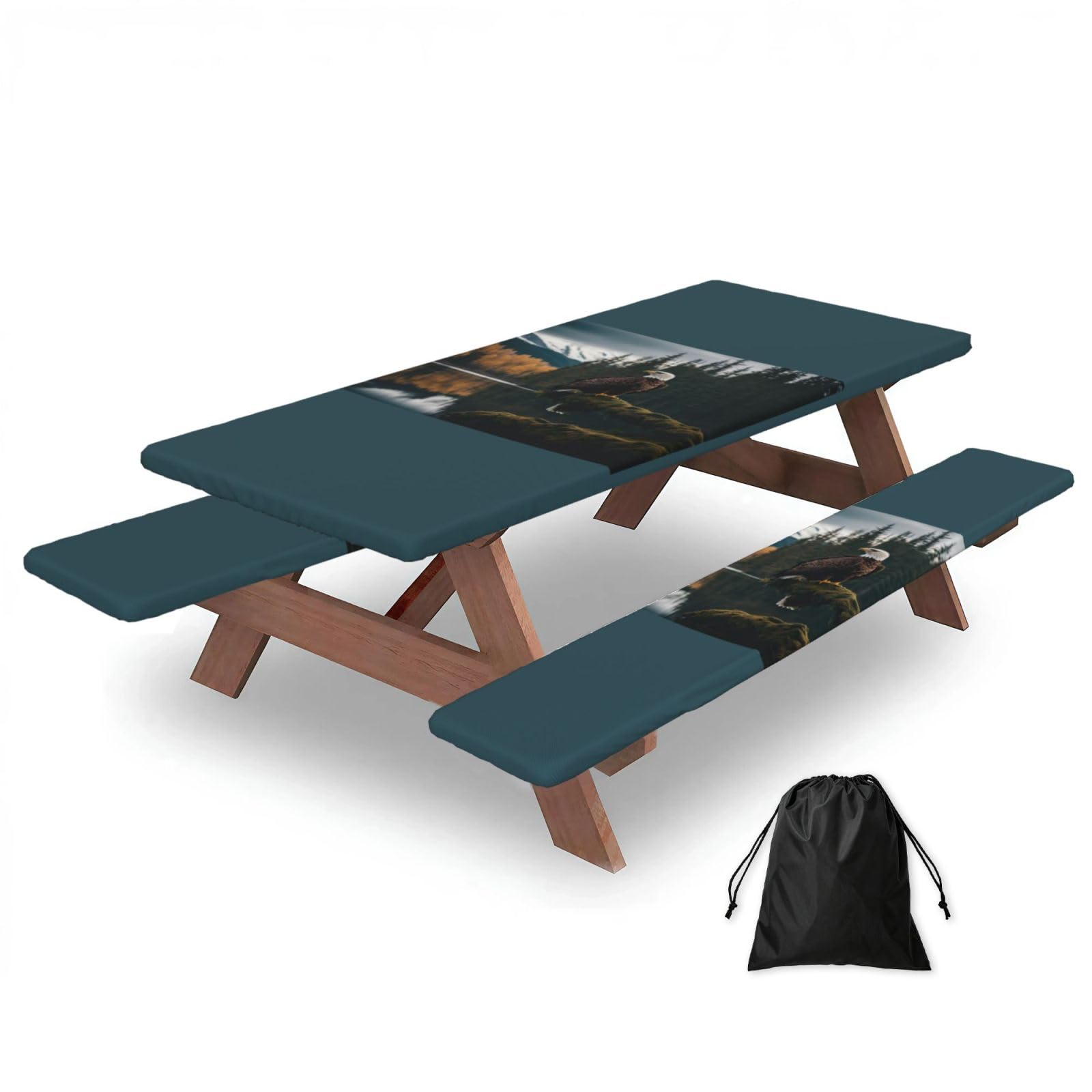 PPHGUT Flying Eagle Print Picnic Table Bench Cover Set Outdoor Garden Bbq Protector For Family Camping