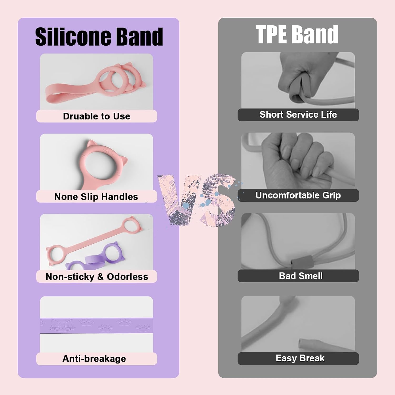 Figure 8 Resistance Bands with Handles,Silicone Exercise Band Set | Upgraded 8-Shaped Stretch Bands for Women Home Working Out Arms Back Legs Pilates Yoga Physical Therapy Multi Packs
