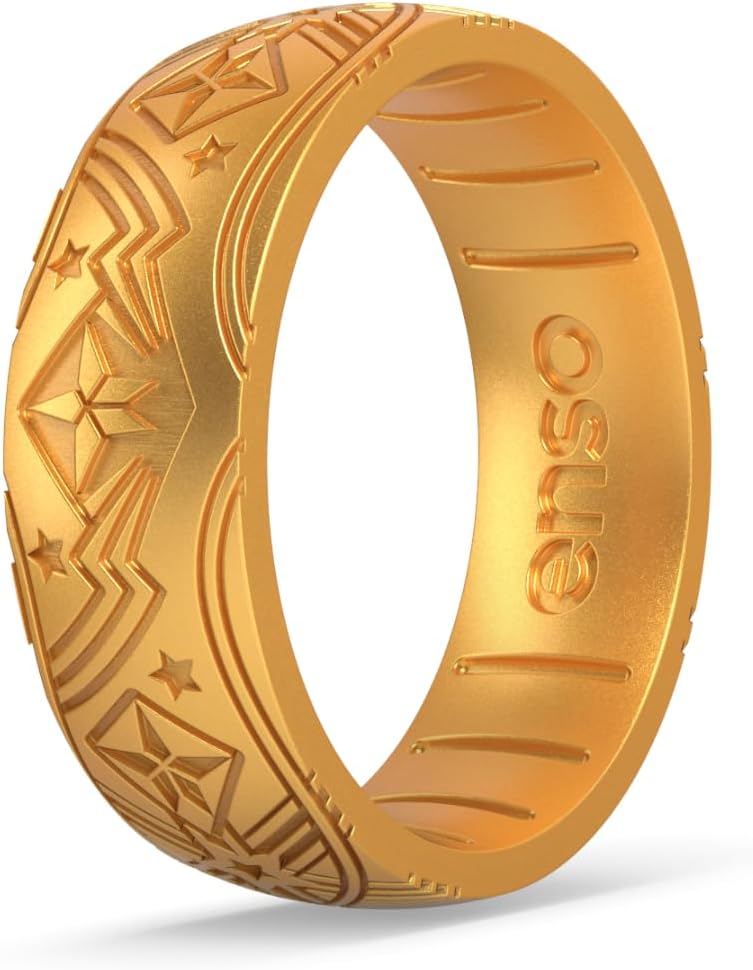 Enso Rings DC Comics Collection - Etched Silicone Ring - Comfortable, Breathable, and Safe - Lasso of Truth - Size 7, 7, Silicone, No Gemstone