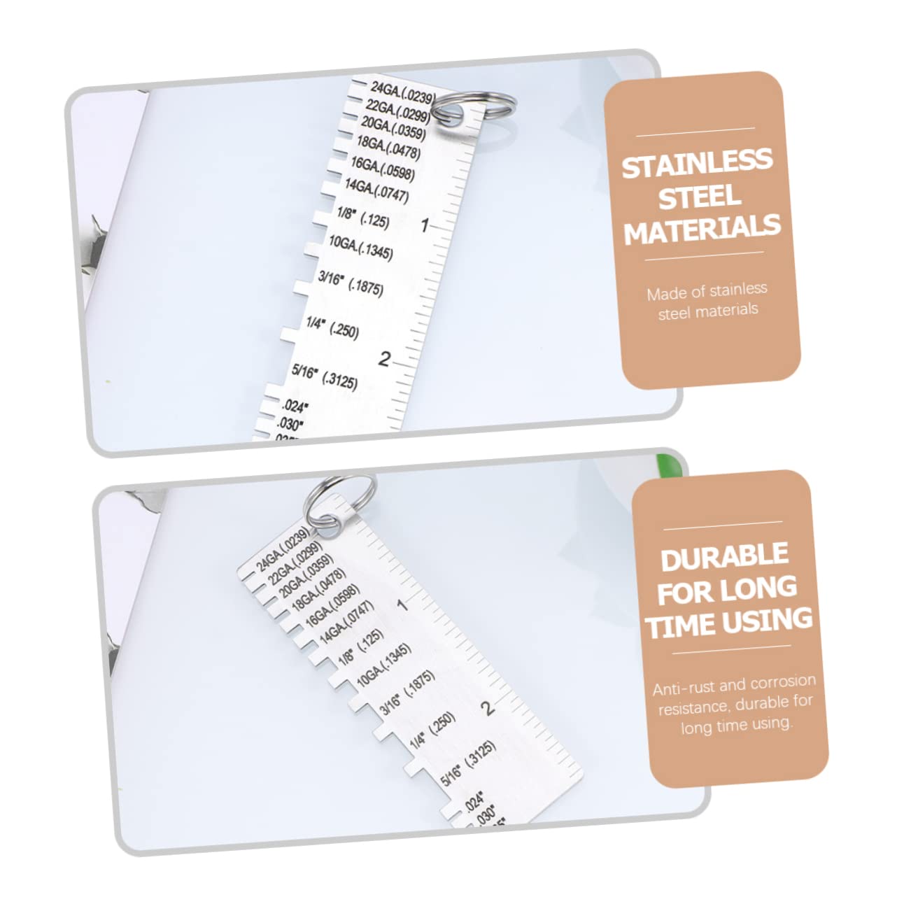 HOMOCONO 3pcs Metal Thickness Gauge Welding Accessories and Tools Welding Supplies Thickness Gauges Wire Gauge Measurement Tool Wire Gauge Measuring Tool Silver Stainless Steel