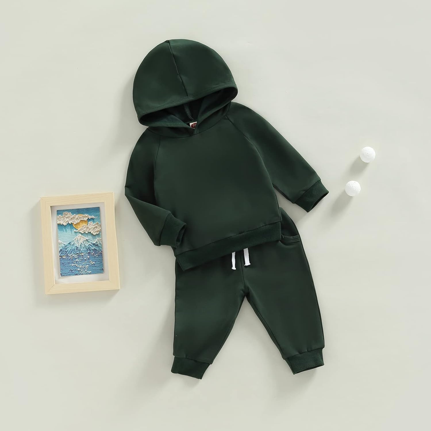 Thorn Tree Infant Baby Boys Pants Set Hooded Solid Sweatshirt Top Pocket Elastic Waist Pants 2Pcs Outfits Fall Winter Suit - Image 8