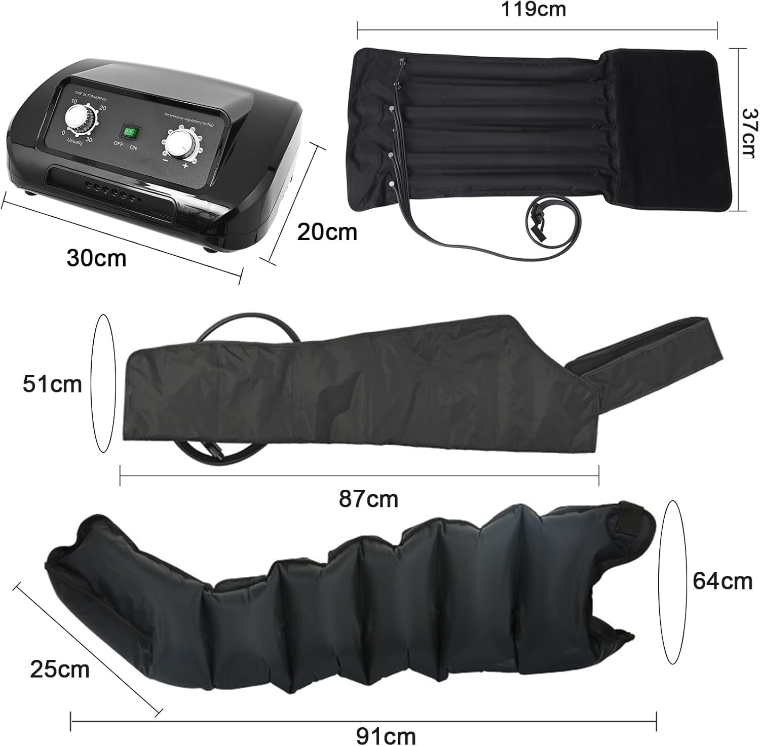 Pressoterapia linfodrenaggio gambe braccia,Pressoterapia per Casa,6 Camere d'Aria, Massaggio Linfodrenante Macchinario Gambe e Braccia Addome Glutei per Casa,Pression Réglable 8 Intensità + Timer