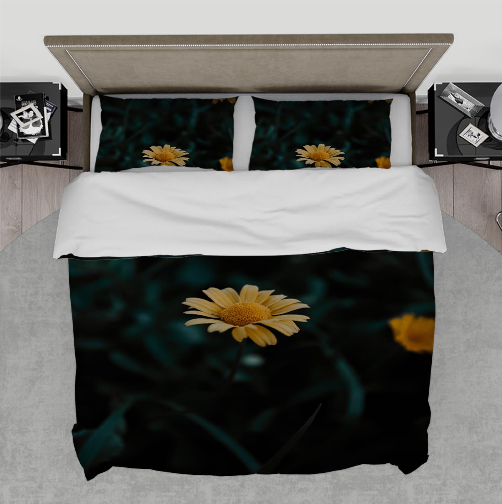 Housse de couette fleur jaune 260x240 pour transformer votre chambre en un havre naturel