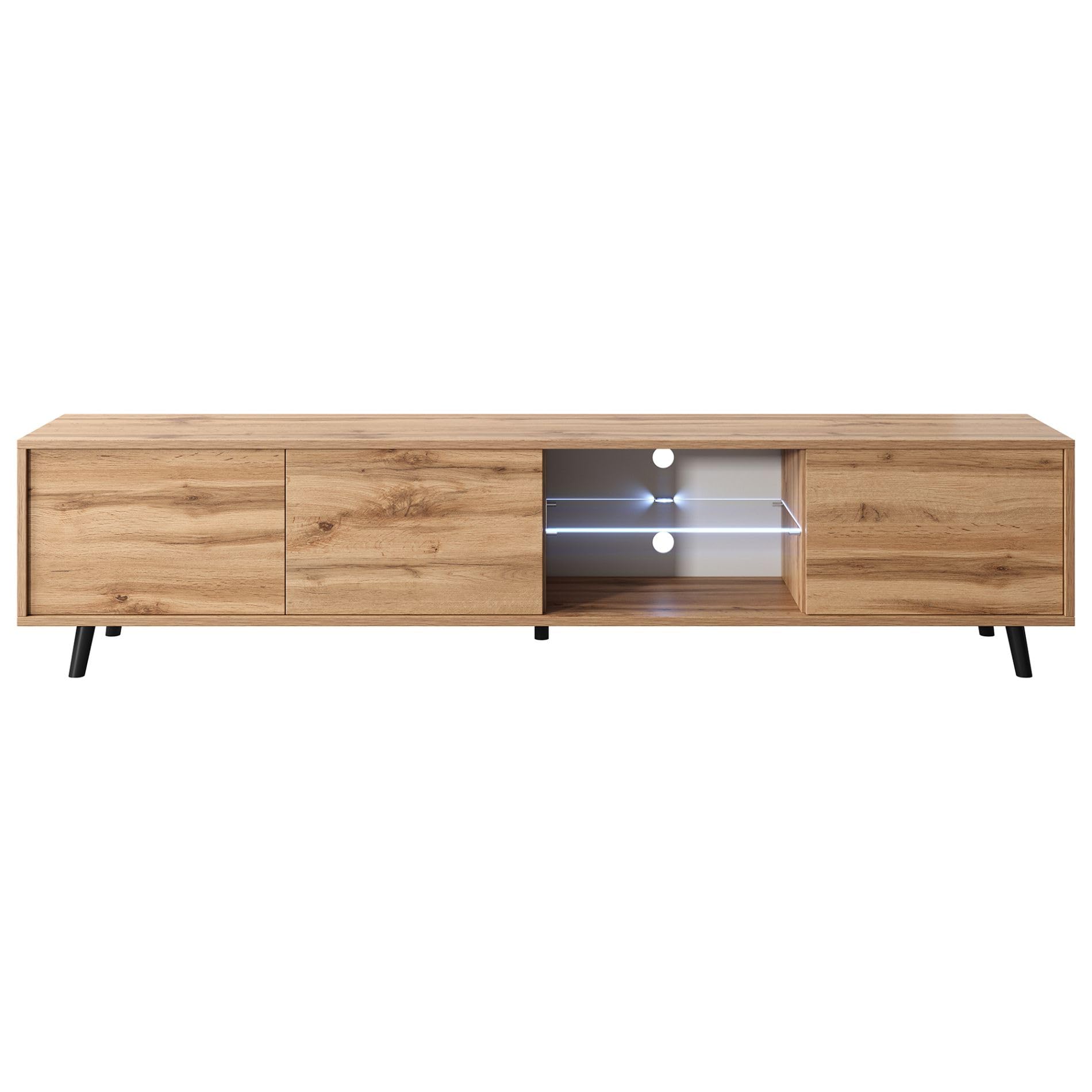 Selsey Galhad - Mueble TV, Roble wotan, iluminación LED a Pilas, 175 cm Ancho