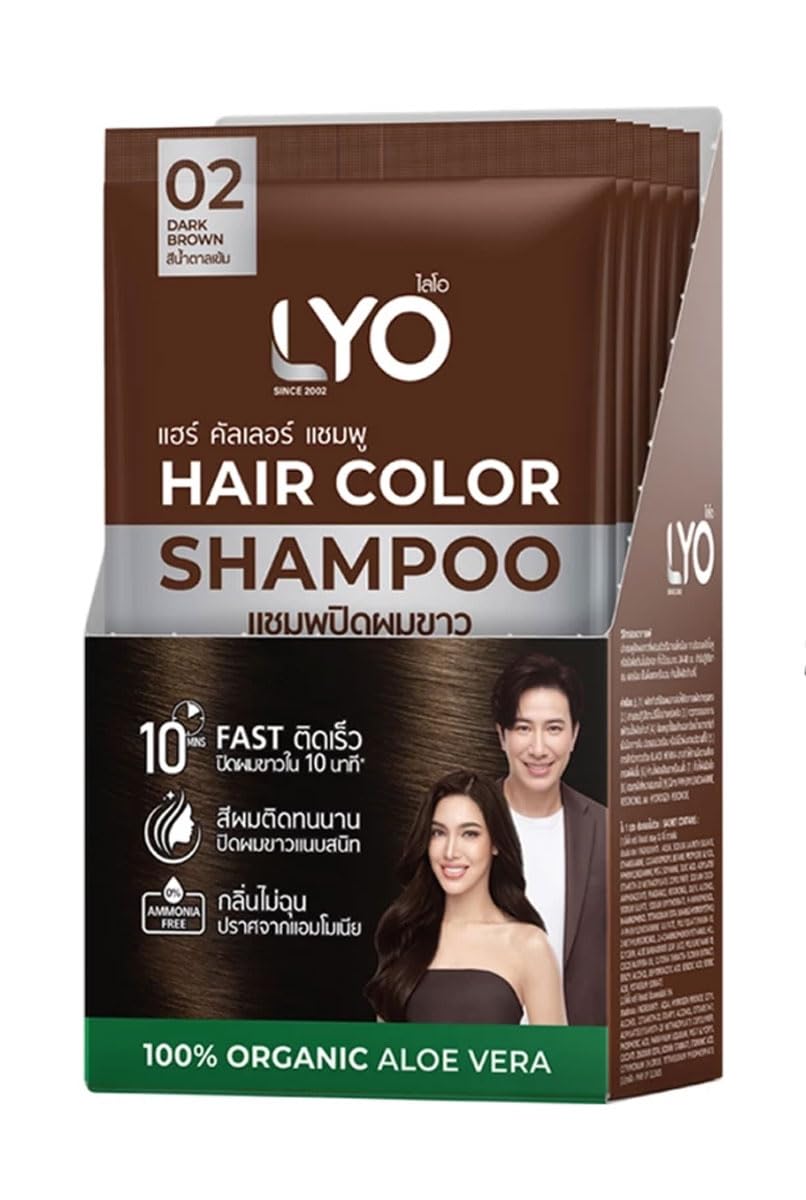HAIR COLOR SHAMPOO COVER GREY HAIR 30 ml/Sachets Total 6 Sachets (Dark brown, 6.35)