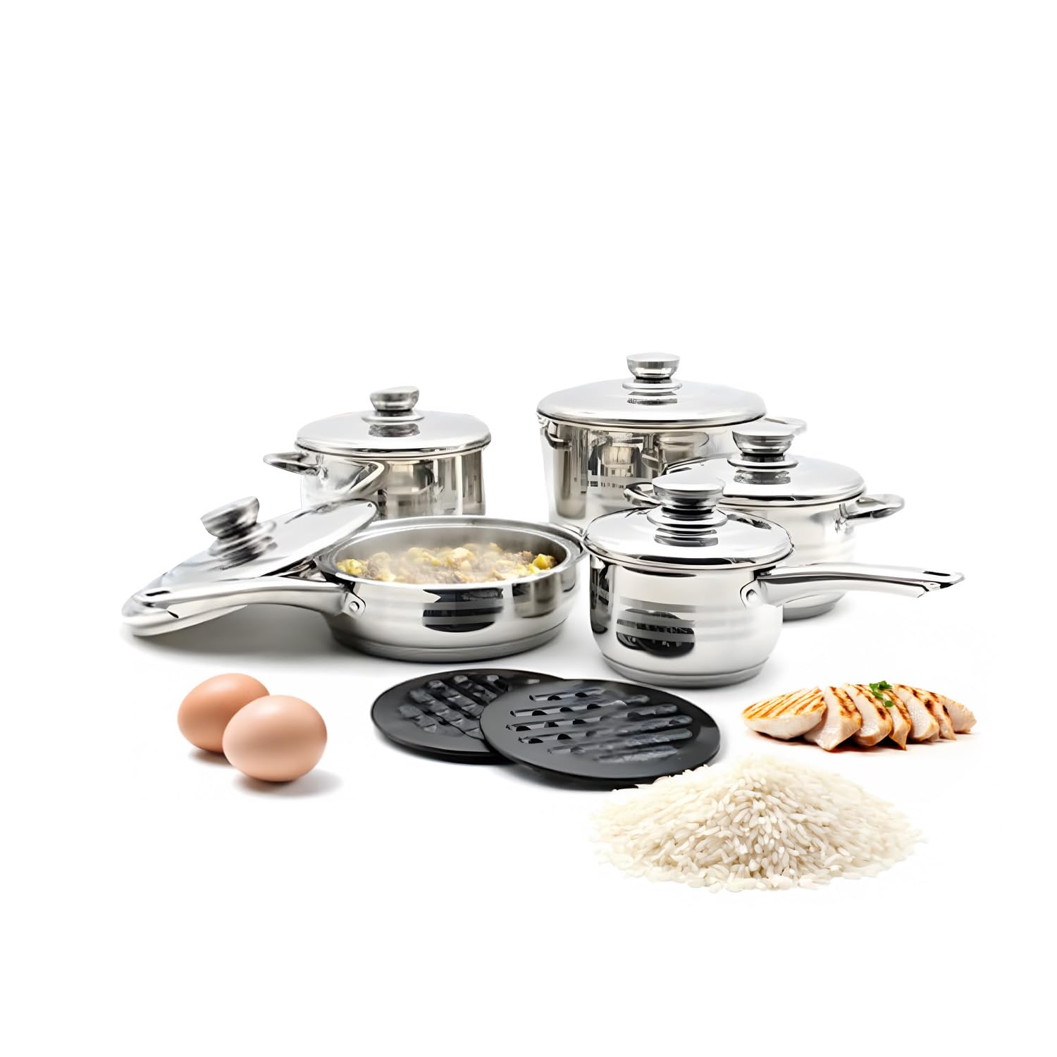 NTI Set Pentole Prima Acciaio Inox 6 Pezzi Con Coperchi Vetro - Pentole 16/18/20 Cm Per Induzione - Regalo Inaugurazione Casa - 3