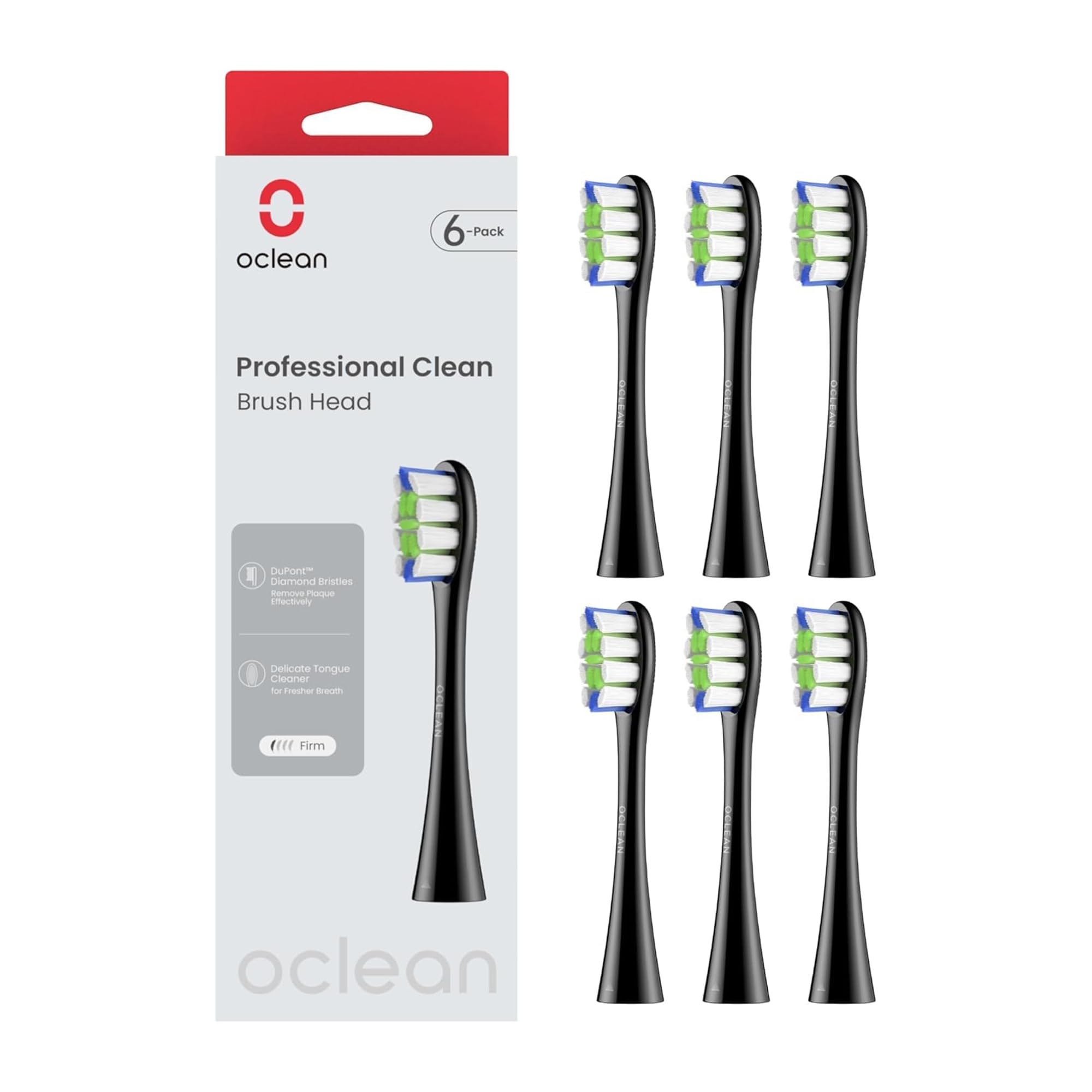 Oclean Wymienne główki szczoteczki Professional Clean B06, Adpt do wszystkich elektrycznych szczotek oceanicznych dla dorosłych, z certyfikatem FDA DuPont™, główka szczoteczki w kształcie W, 6 sztuk,