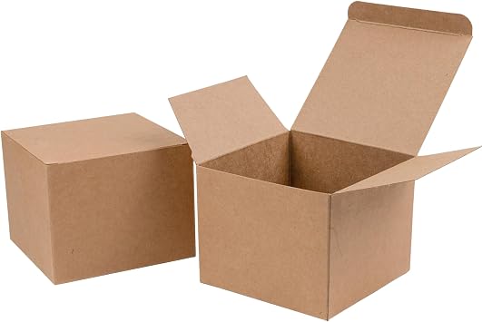 Brown Kraft Gift Boxes 4x4x3.4 Inch Small Paper Boxes with Lids for Presents, Bridesmaid Box for Gifts, Wedding, Christmas, Easy Assemble Cardboard Boxes Get an extra bundle of twine