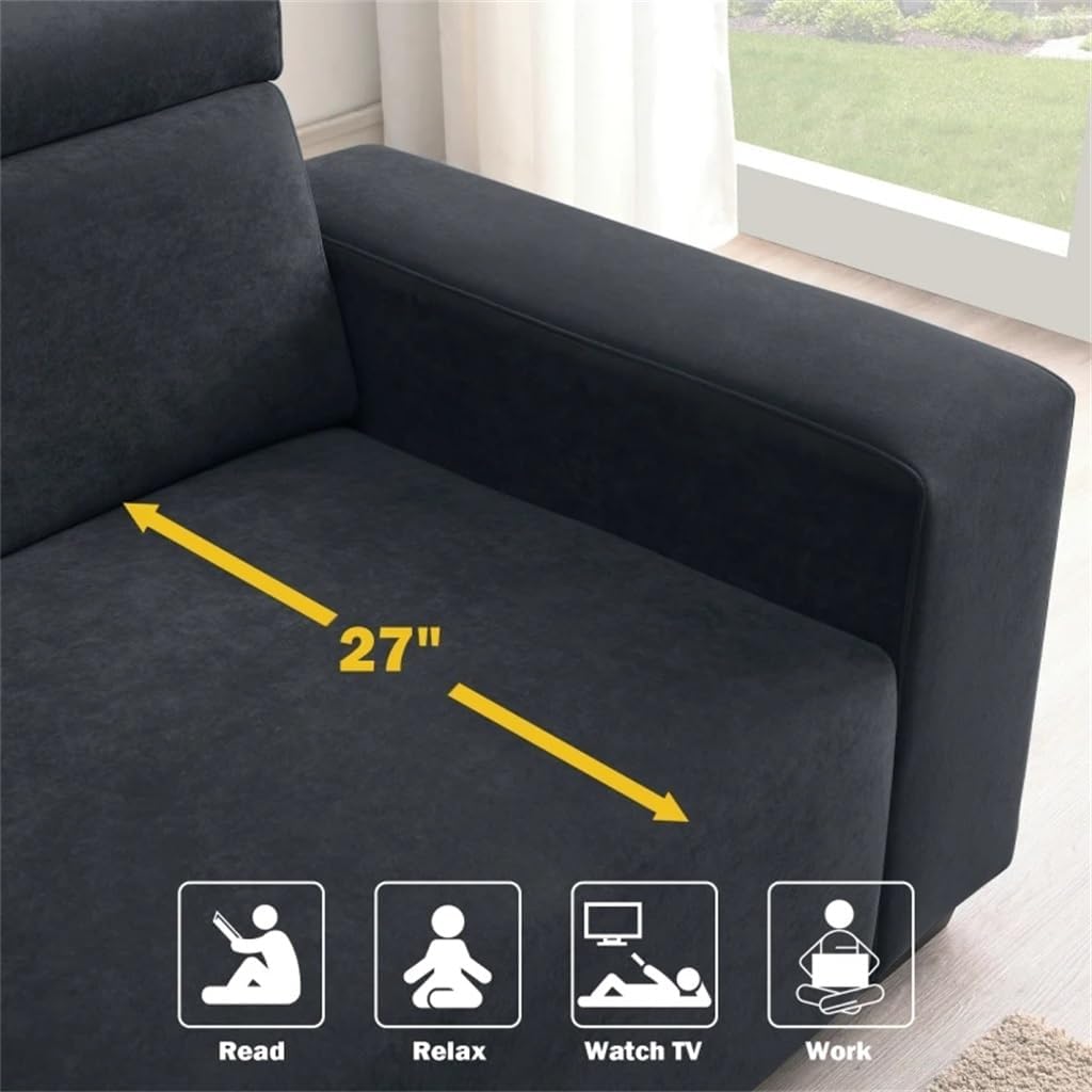 87 * 34.2'' 2-Seater Sectional Sofa Couch with Multi-Angle Adjustable Headrest, Spacious and Comfortable Velvet Loveseat