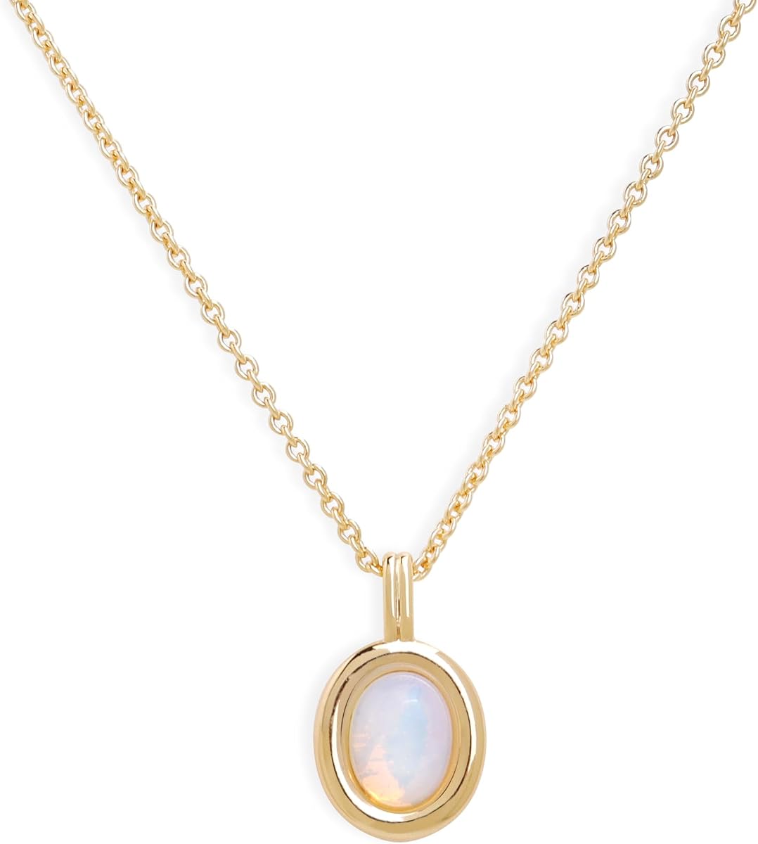 Jean Beau Collar con colgante de piedra dorada para mujer, delicados collares colgantes con piedras preciosas ovaladas, regalo de joyería de moda para bodas y bailes