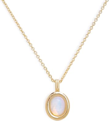 Jean Beau Gold Stone Pendant Necklace for Women, Dainty Oval Gemstone Dangle Necklaces Wedding Prom Fashion Jewelry Gift