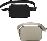 Vista 38 de VOROLO Riñonera para mujeres y hombres, bolsa cruzada, bolsa de cinturón con correa ajustable, Gris claro, Talla única