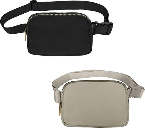 Miniatura 40 de VOROLO Riñonera para mujeres y hombres, bolsa cruzada, bolsa de cinturón con correa ajustable, Wood Grey, Talla única