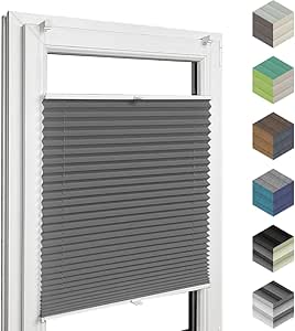 Home-Vision® Premium Plissee Faltrollo ohne Bohren mit Klemmfix jalousien Fenster innen(Graphit, B95cm x H150cm) Easyfix Klemmträger, Verdunklung, Blickdicht Sonnenschutz Jalousie für Fenster &amp; Tür