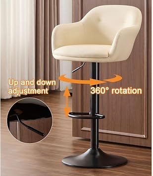 Height Stools Adjustable Bar Chairs Leather Double-Layer Swivel Counter Height Barstools Cashier Counter Stool With Armrest and Metal LegsPink,A
