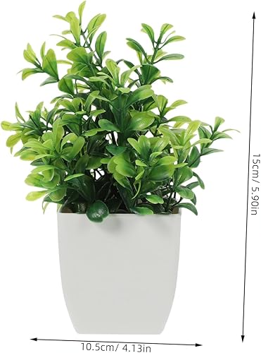 Miniatura 2 de Cabilock 4 piezas de planta artificial en maceta, planta de bonsái falsa de hoja verde, decoración de mesa, mini planta falsa, adornos de