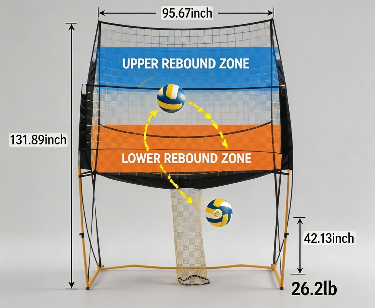 Aptliton Red de voleibol ajustable de 243 x 107 x 335 cm, red de entrenamiento de hierro y polietileno, 8 x 11 cm, color rojo, negro, altura ajustable, portátil, con bolsa de transporte, marco