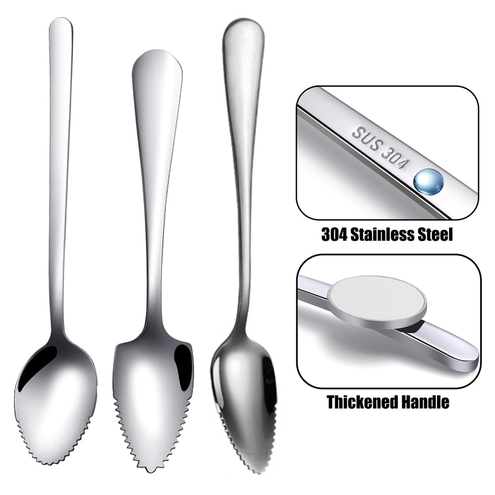 Grapefruit-Löffel Set Aus Edelstahl - 2-tlg. Mit Zackenkante Für Obst, Eis & Käse