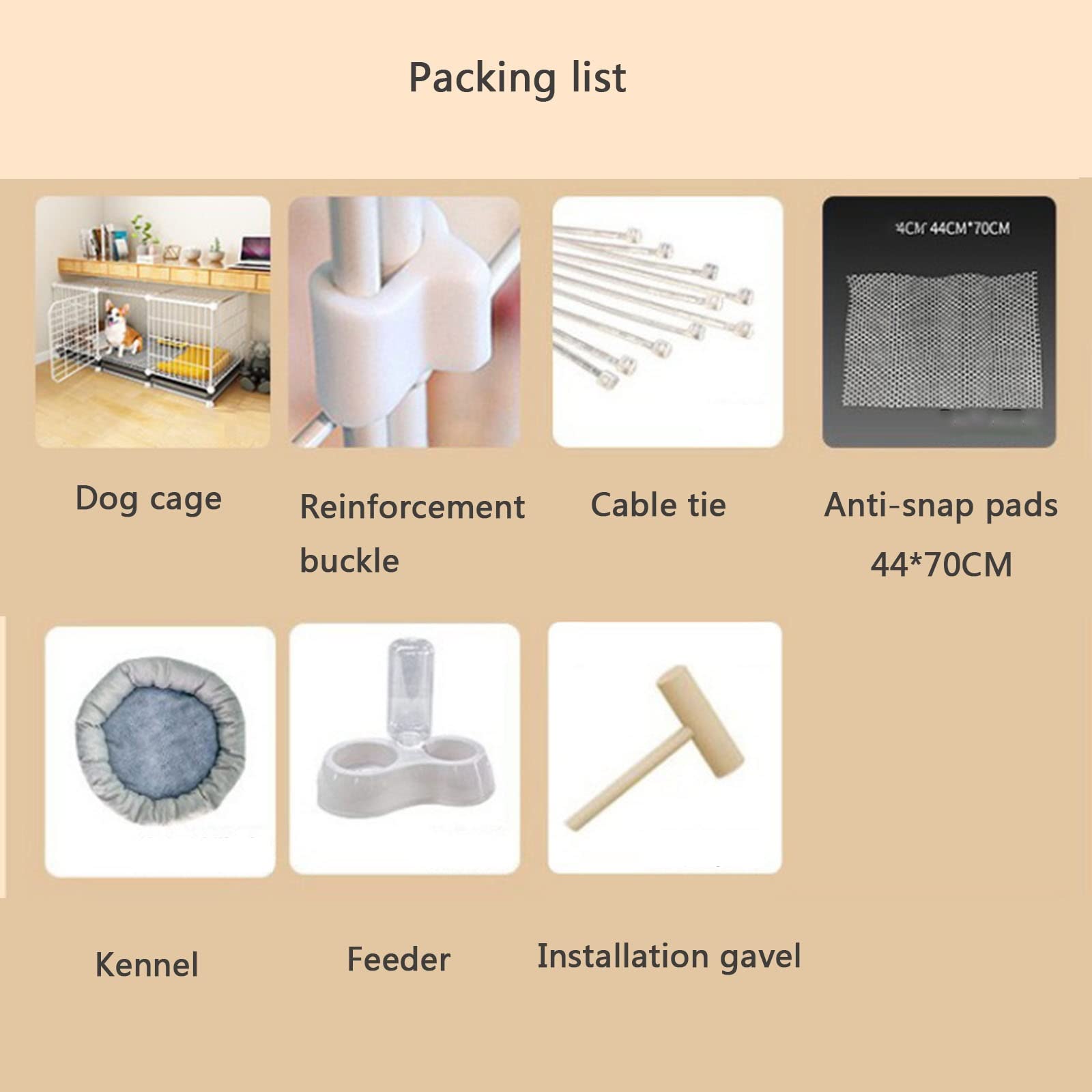 Gabbia per Conigli, Gabbia per cincillà, Gabbia per porcellini d'India, Gabbia per Piccoli Animali, Pannello Metallico e connettori Neri per Accessori per Gabbie per Animali Domestici (Dimen