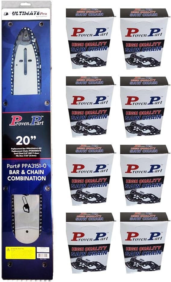 Proven Part 20" Bar and 9 Chains 3/8" .050 72DL for Echo CS-303T CS60S 20D0AS3870C 72LPX70CQ