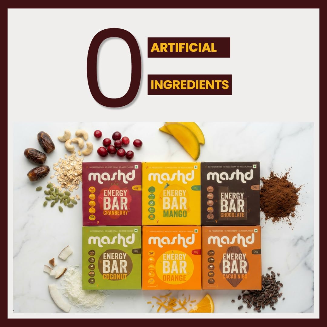 Mashd - Energy Bars - All in One (Pack of 6) | Zero Artifical Ingredients | 5 Ingredient Whole Food Bar | Date Sweetend | No Artificial Sweeteners | Natural Pre-Workout & Office Snack | Six Different Bars — Amazon image 4