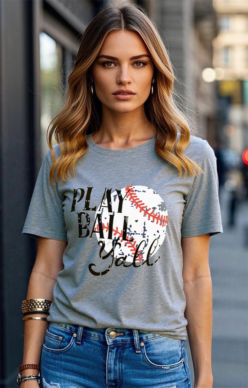 Baseball Mom T-Shirt Women Funny Cool Baseball Shirts Short Sleeve Graphic Tee Summer Tops Loose Casual - Image 5