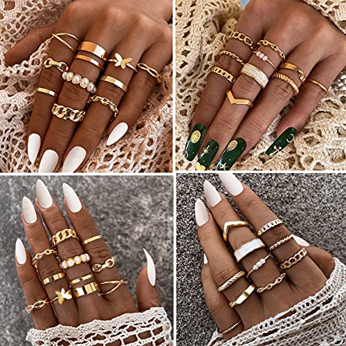 If You 30 Pcs Vintage Gold Knuckle Rings Set, Boho Butterfly Snake Stackable Finger Rings For Women Girls, Midi Rings Pack #TOP3