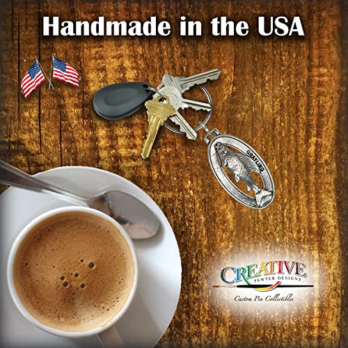 Grayling, Fish Keychain, Pewter F038, 1 3/4”, Artic, Salmonidae, Lapel Pin, Hat, Pins, Brooch, Brooches, Jewelry, Gift, 100% Handmade in the USA, 200 Fish Designs Available.3