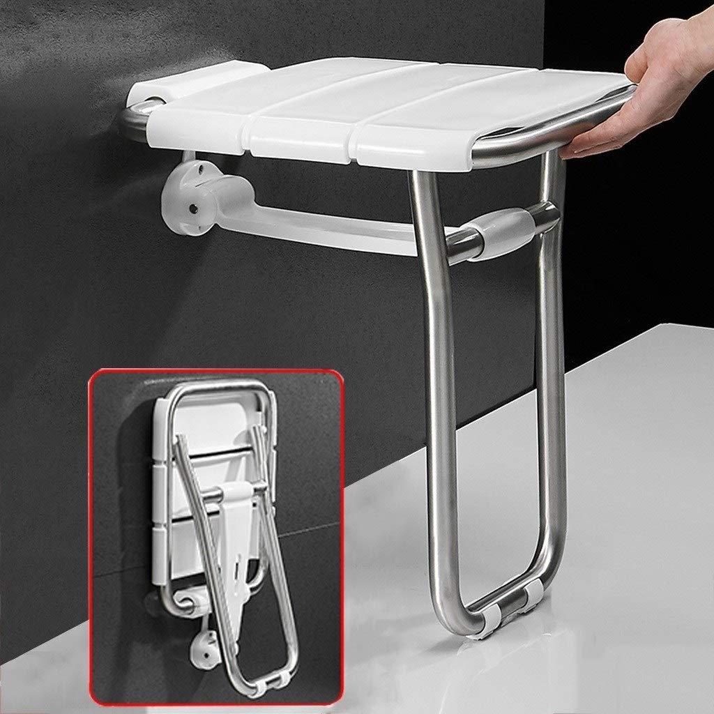 Las heces plegable pared de la ducha y Wall Mounted Silla |Asiento de ducha plegable for el baño de acero inoxidable |Baño Bañera banco de heces for ancianos / minusválidos Seguridad antideslizante