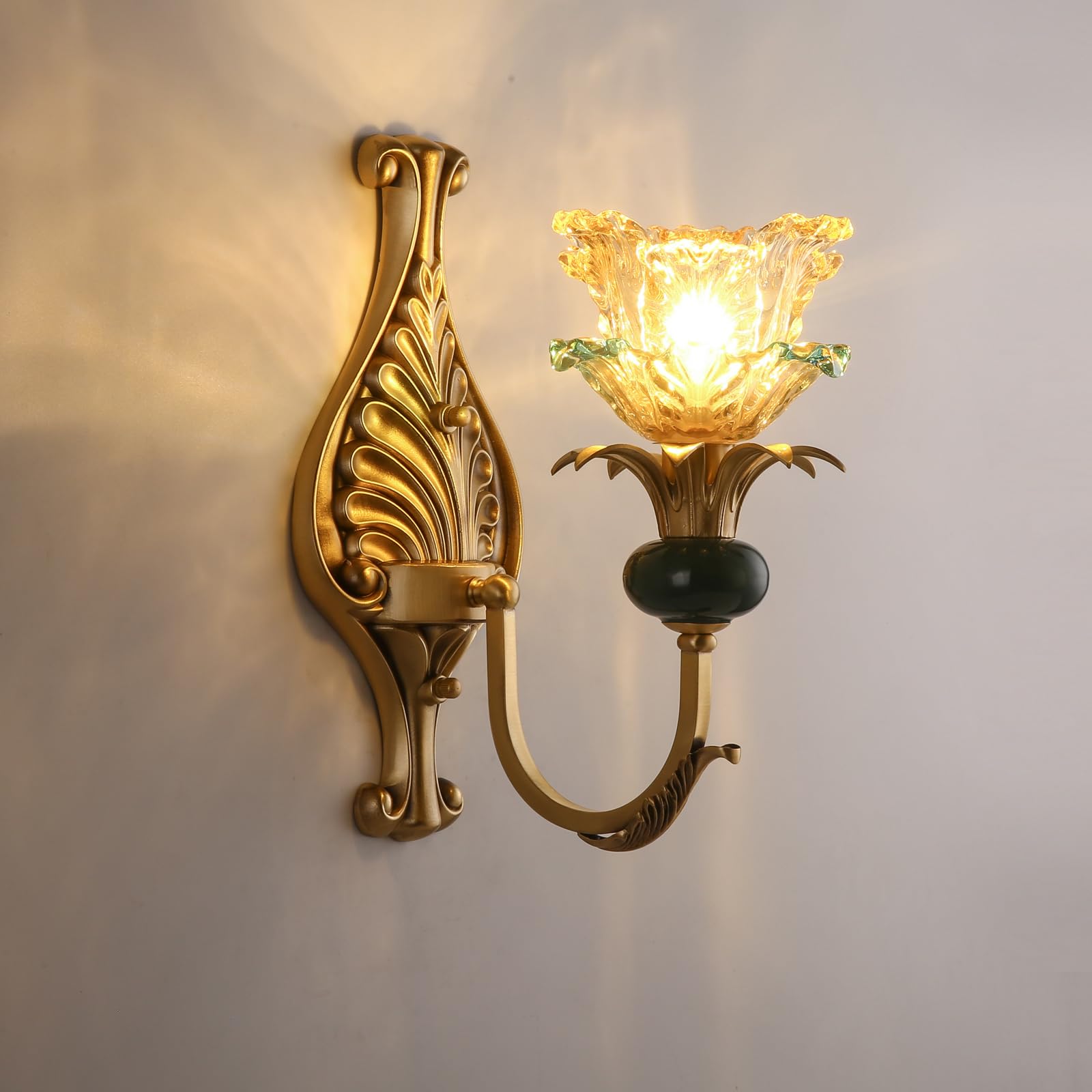 HUAYUSEDF French Brass Crystal Wall Sconces American Retro Candle Living Room Bedroom Bedside Lamp Villa Hotel Study Aisle Corridor Light (H 1 Light)(I 1 Light)