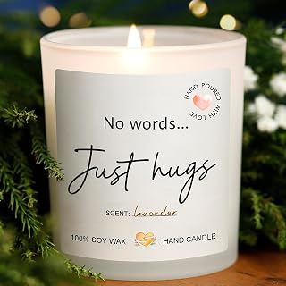 Sympathy Gifts for Loss of Loved One, Bereavement Gift idea, Memorial Gifts Candle, Sympathy Gift, Grief Thinking of You for Women - No Words Just Hugs Lavender Scented Candles