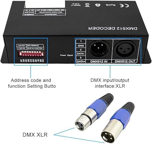 Miniatura 2 de Controlador LED DMX de alta potencia DMX 512 Decodificador Dimmer Driver DC12V-24V para led RGB tira o luces (3 canales)