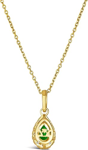 Vista 3 de LE VIAN Collar con colgante de diamante blanco y chocolate de 15 quilate con forma de lágrima verde esmeralda de 13 quilates para mujer en oro