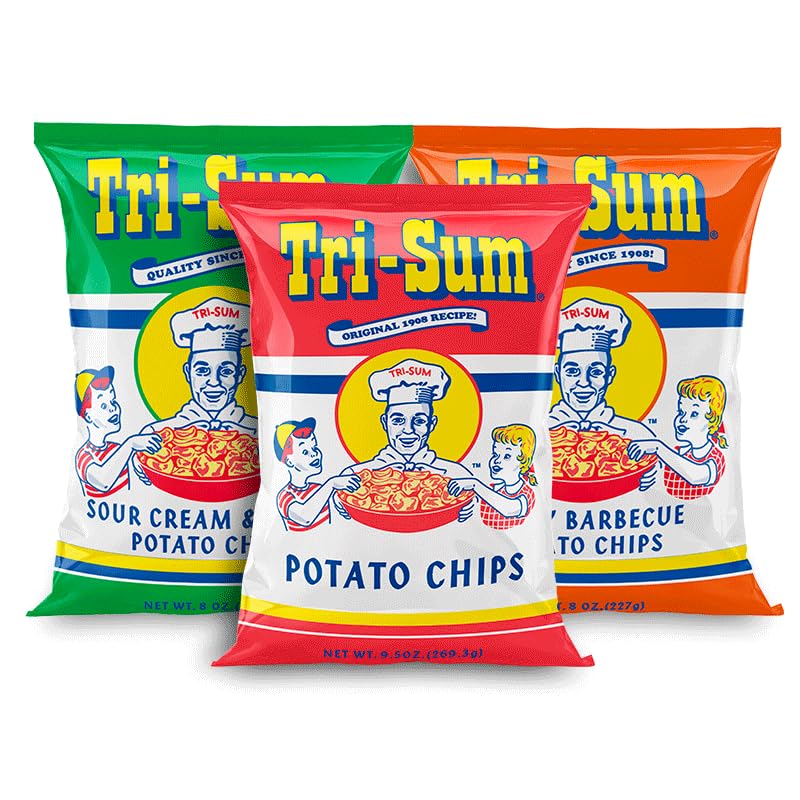 Tri-Sum Potato Chips Variety Pack, Family Size 8-ounce Bags (Pack of 3)