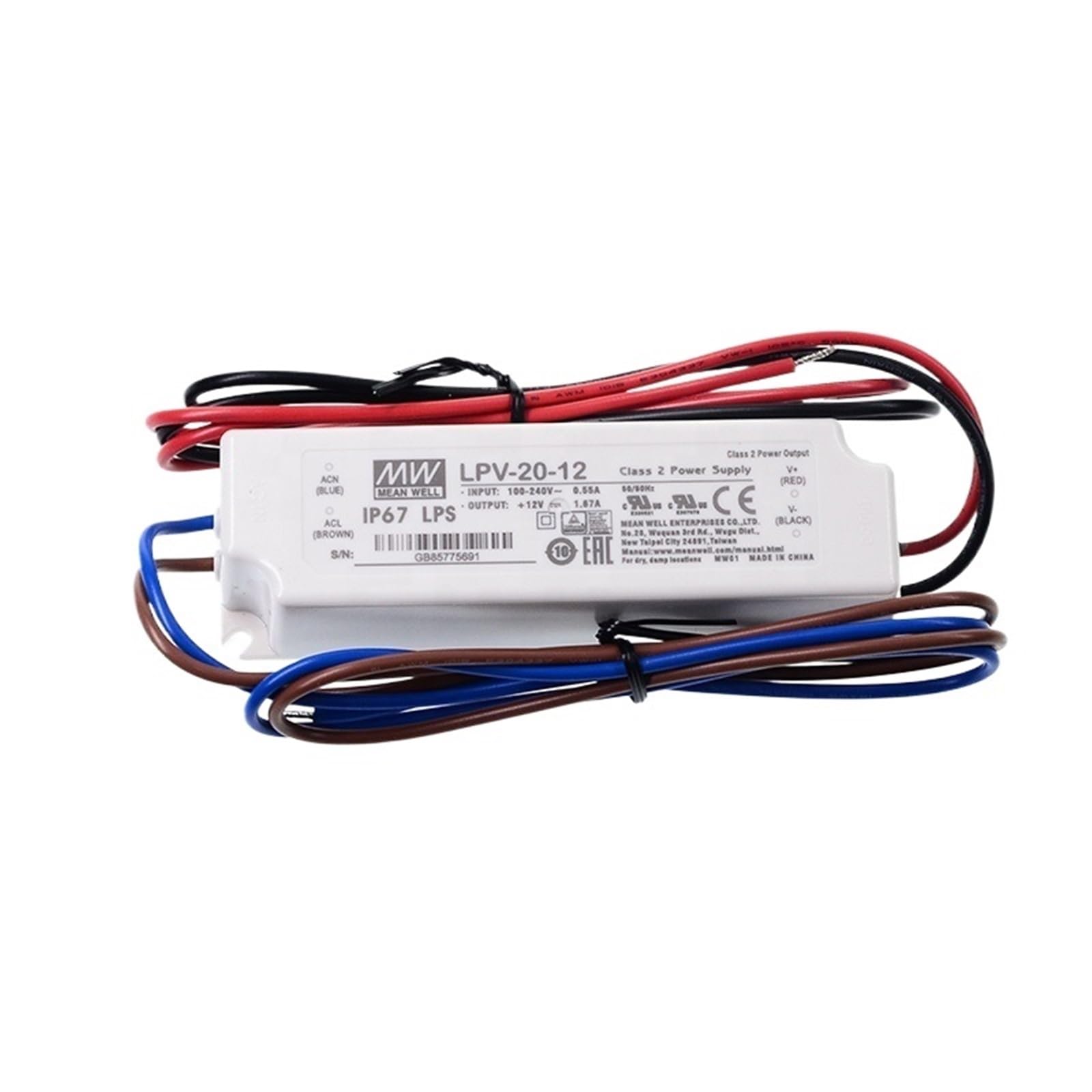 FCARUMIQP LPV-20 LED Driver 110/220VAC to 5V 12V 15V 24V DC 20W Waterproof IP67 Constant Voltage Switching Power Supply(LPV-20-15 15V)