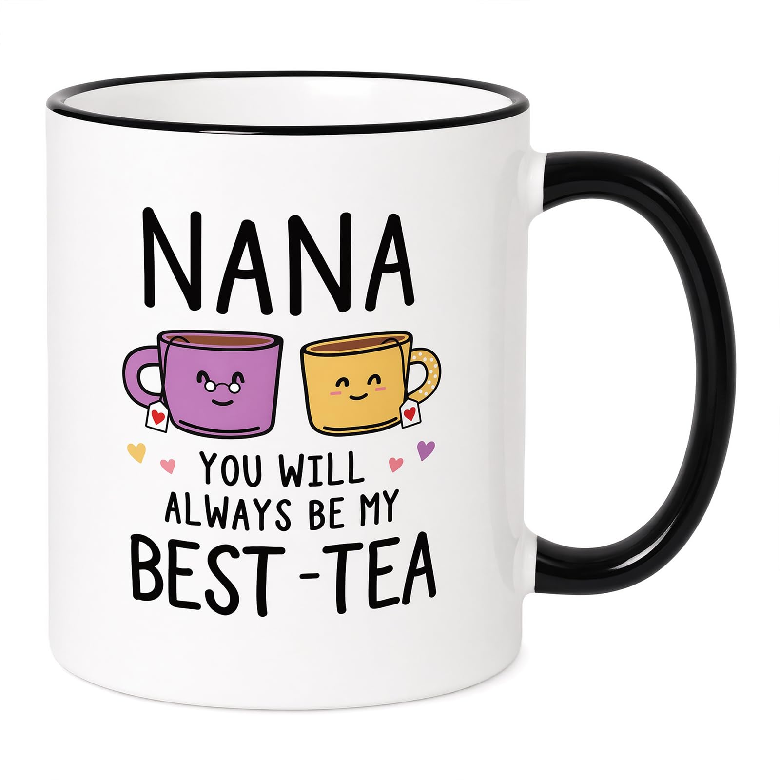 Best-Tea Nana Mug, Personalised Mother’s Day Mug from Grandchildren, 350ml Nana Birthday Gift Mugs, Cute Ceramic Tea Coffee Cup, Present for Christmas Valentines Birthday Mothers Day