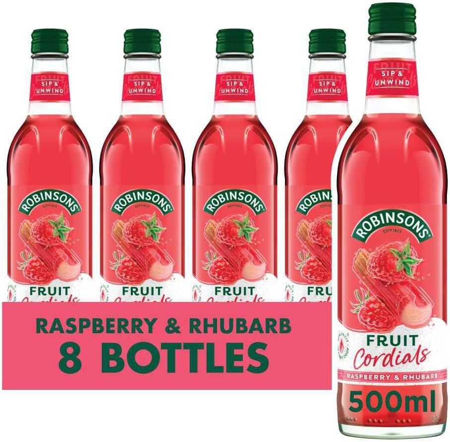Fruit Cordials Raspberry, Rhubarb and Orange Blossom, 500 ml (Pack of 8)