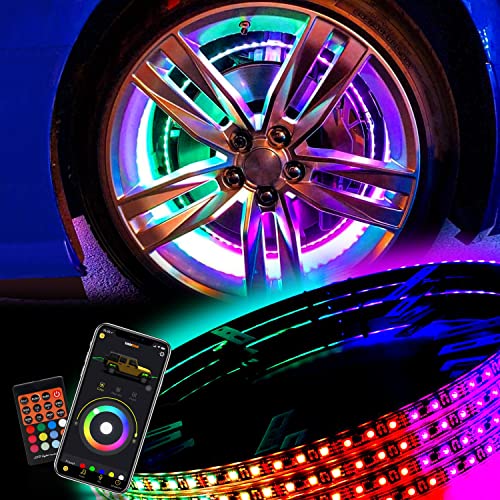 Luminshack 15.5 Inch Wheel Lights, Rim Lights Dream Chasing Colors Turn Signal Braking Function Can Controlled By Remote And App Simultaneously Wheel Lights For Truck #TOP21