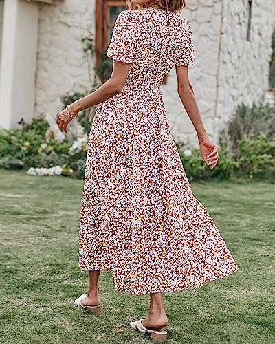 Image of PRETTYGARDEN Women's Casual Smocked Boho Floral A-Line Maxi Dress 2026