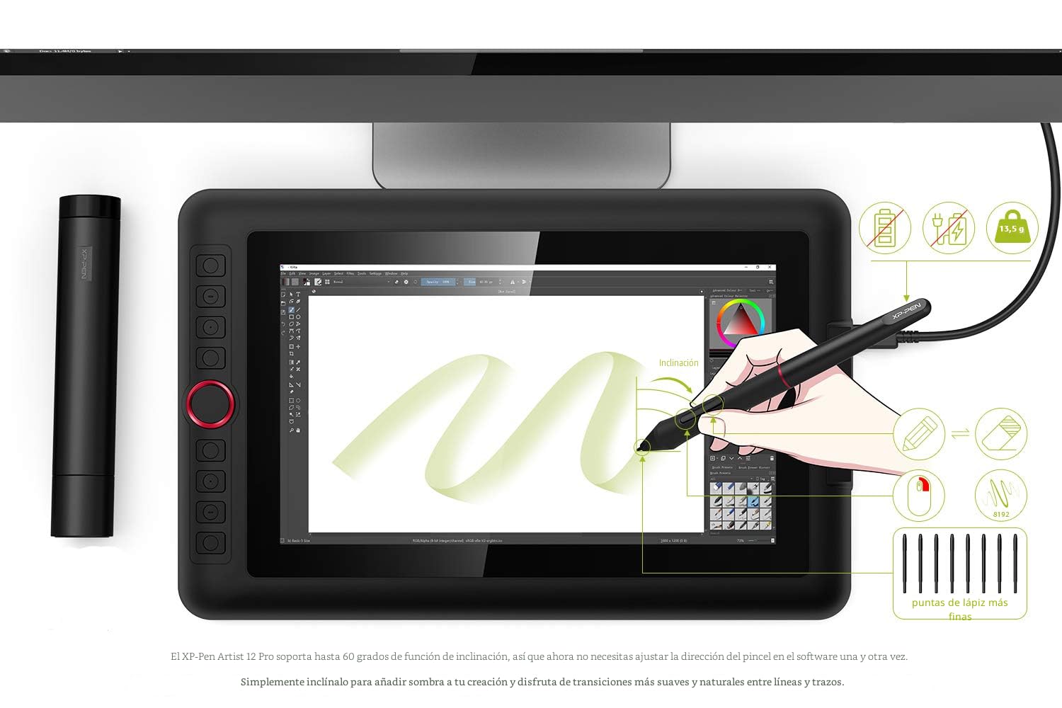 Amazon.com: XPPen Artist12 Pro - Tableta de dibujo de 11.6