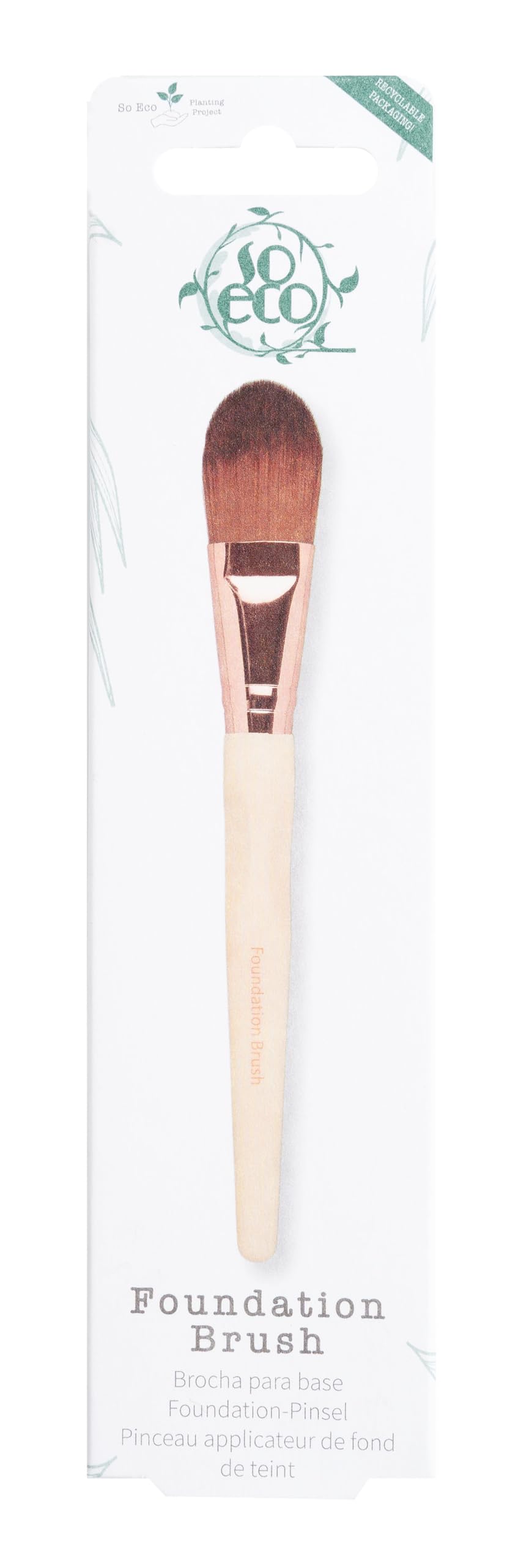 Foundation Brush - Flat Vegan Makeup Brush for Liquid & Cream Foundation, Soft Synthetic Bristles, Bamboo Handle, Cruelty-Free Beauty Tool