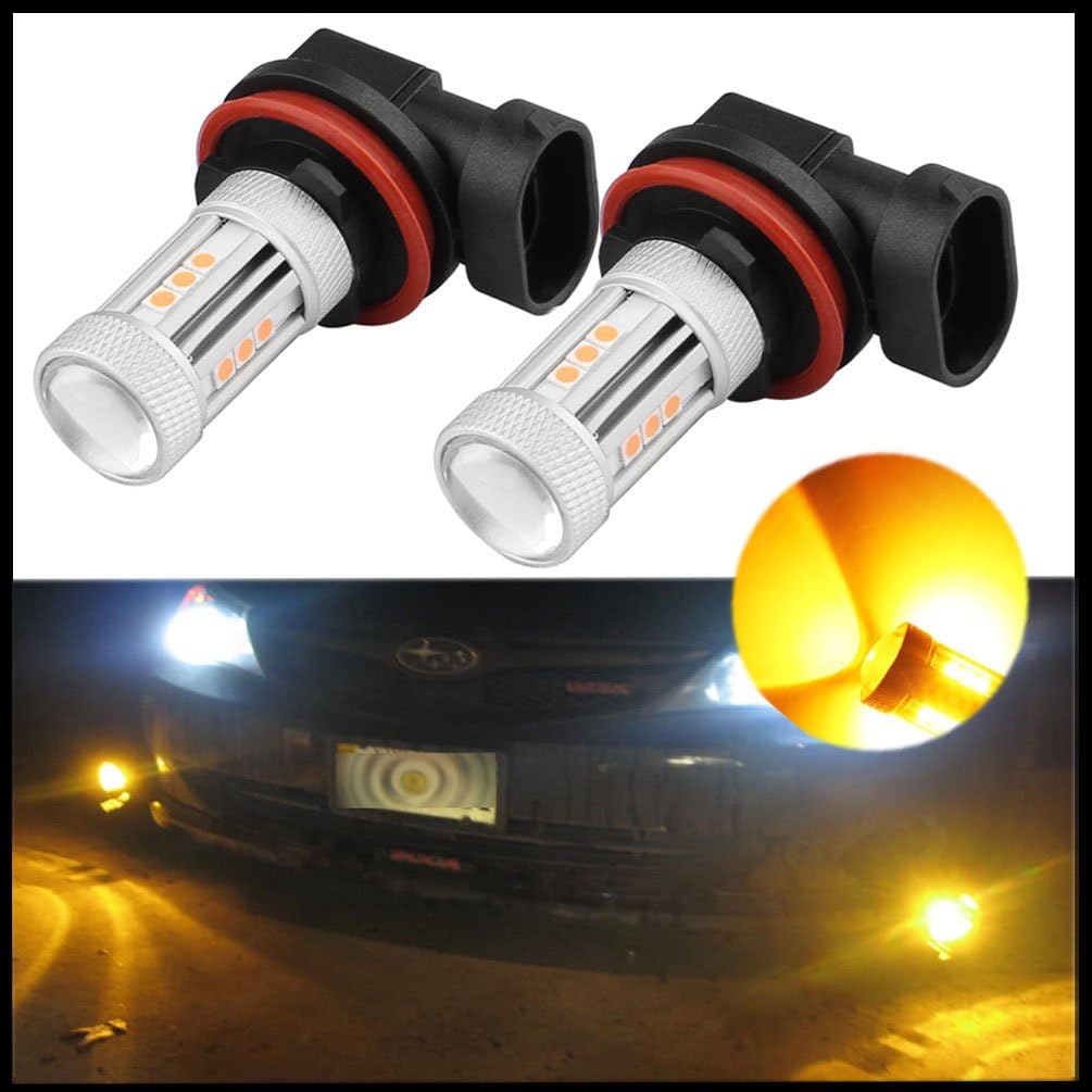 H8 H11 Fog Lights Bulbs Replacement 2PCS, LED ROCCS Pair Super Bright Fog Light bulbs Lamps Replace for DRL Daytime Running Lamps Gold Amber fog lights h11 yellow led Chip Bulb (Pack of Two)