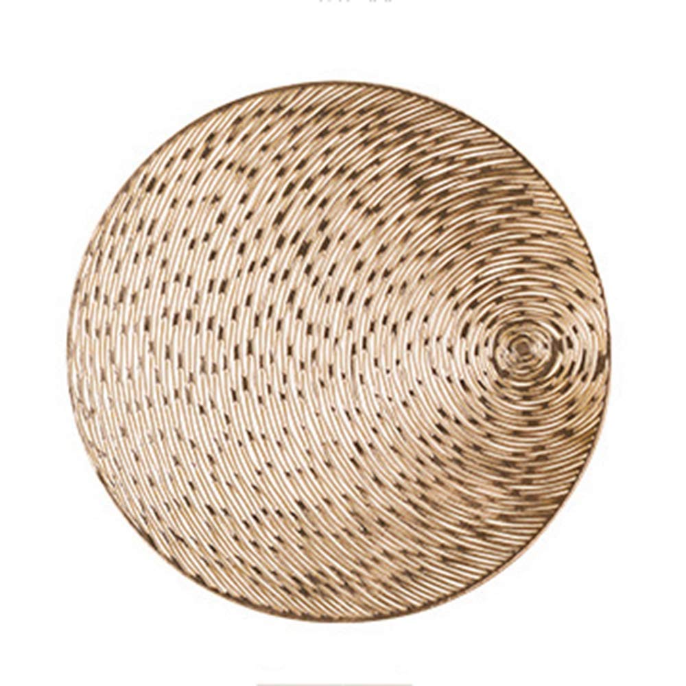 4 pièces 38 cm Rond Cuisine napperon PVC Tables à Manger sous-Verres Ensemble pour Maison hôtel Restaurant café Tasse Pad (Or) (Or)