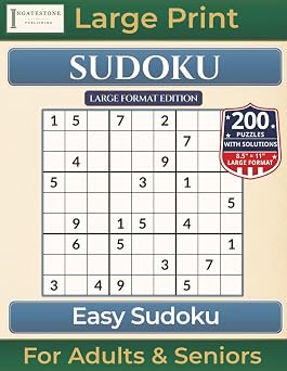 Easy Sudoku Large Format Edition with 200 Puzzles|Large Print for Adults & Seniors Premium Quality Sudoku Books