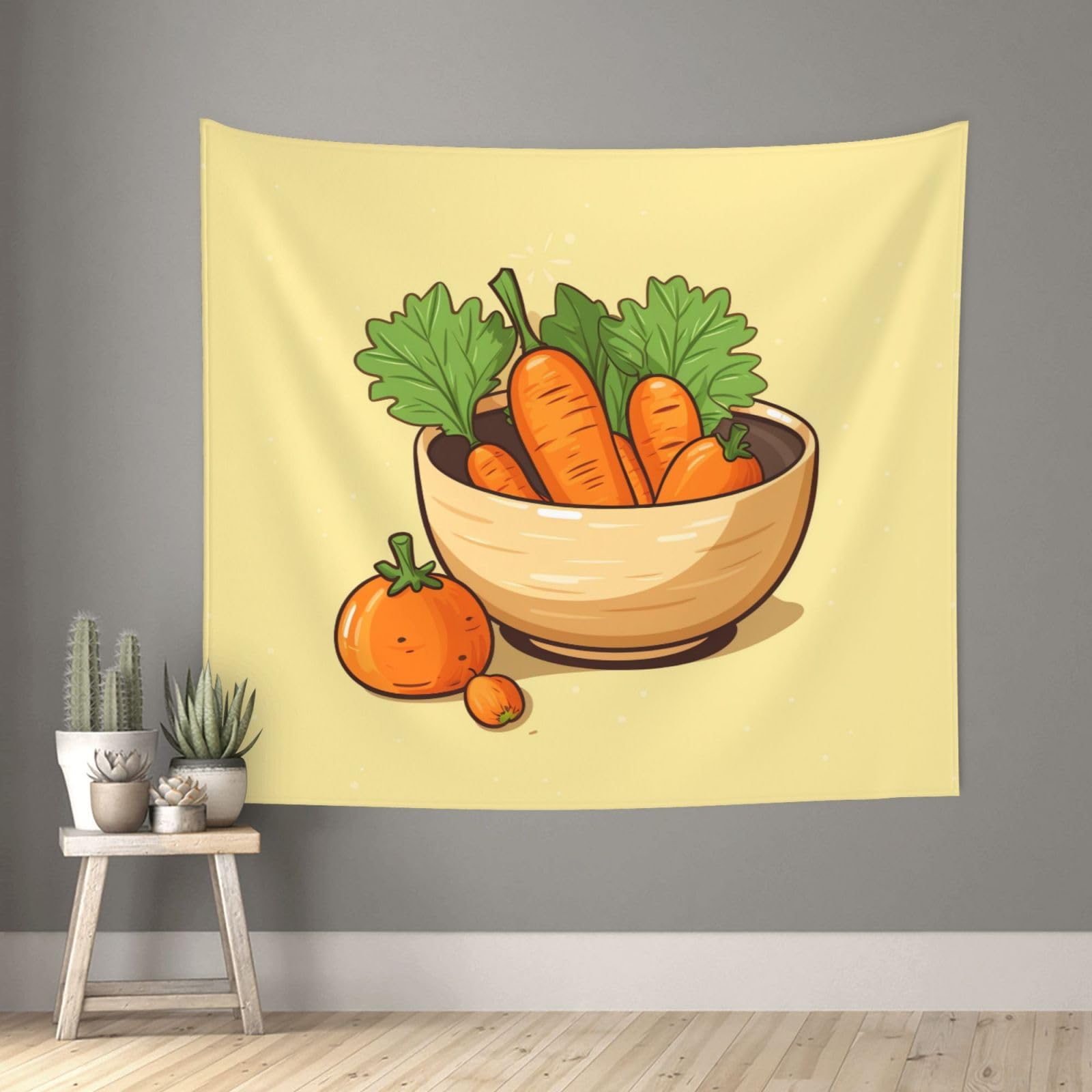 QMKFWT Living Room 60x51 InchCarrot Tapestry Backdrop Wall Hanging Flag Indoor Outdoor Wall Art Tapestries Wall Decor Blanket Beach Throws Funny Banner Poster for Dorm, Bedroom
