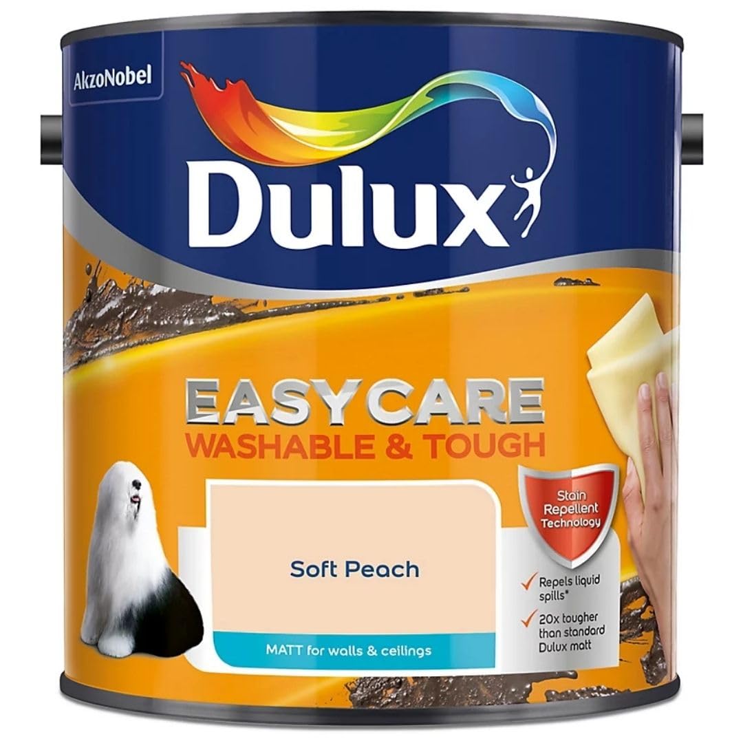 Soft Peach Dulux Easycare Matt Emulsion Paint 2.5L – Washable & Stain Resistant, Durable Matt Finish, Quick Dry, Low Odour Interior Wall & Ceiling Paint